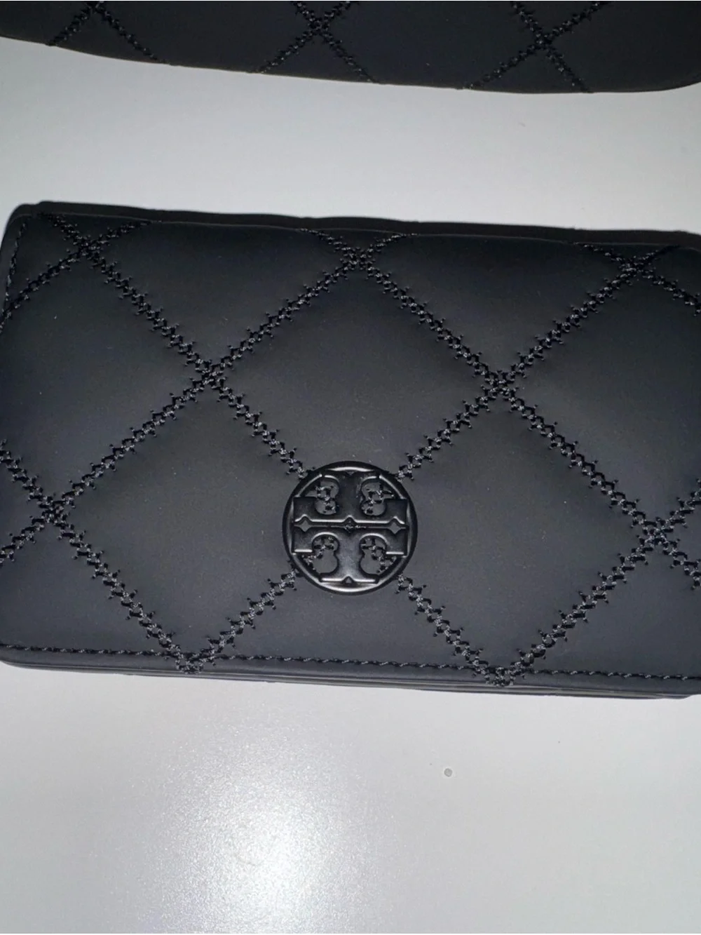 Tory Burch Black Quilted Logo Wallet